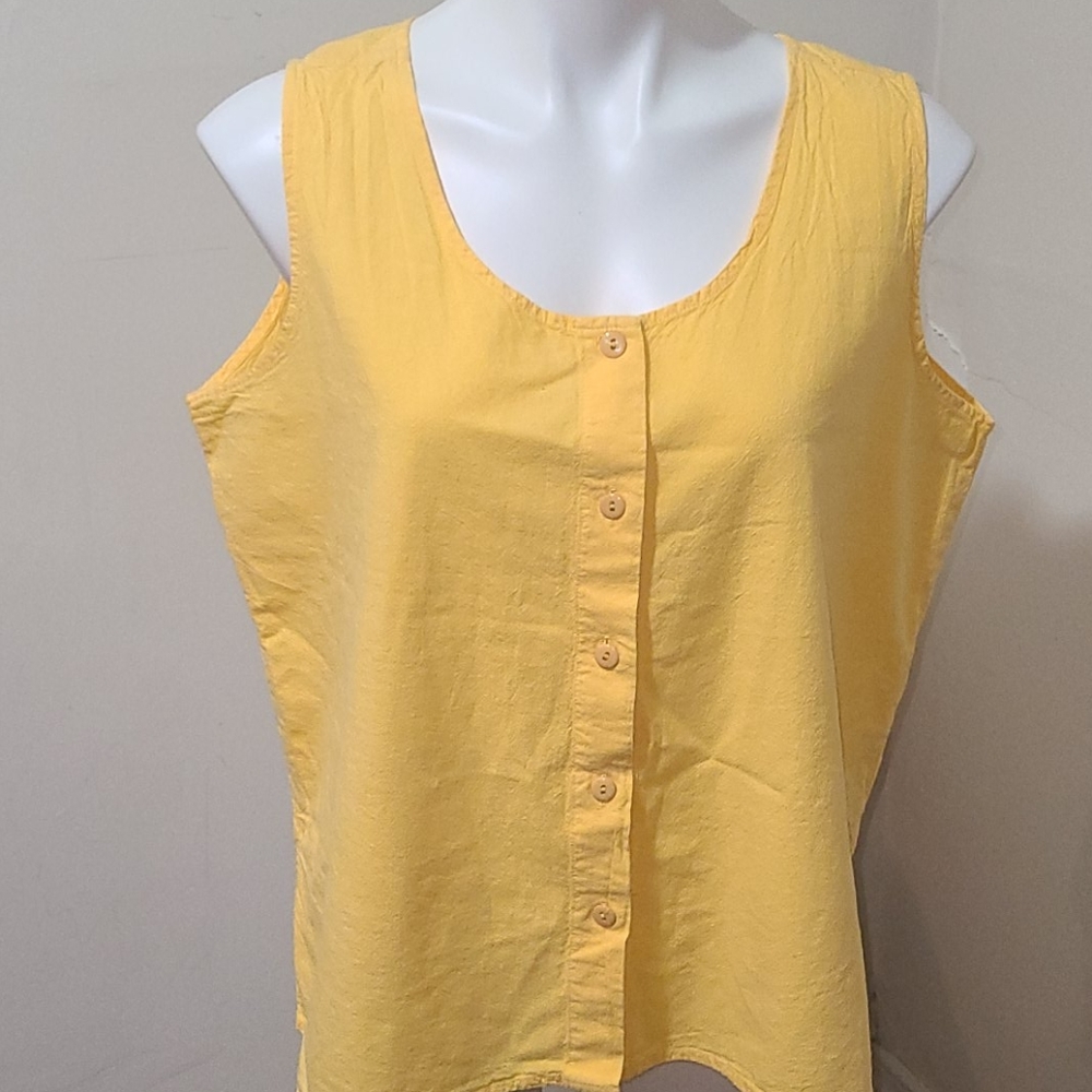 Basic Editions yellow Sleeveless top size large